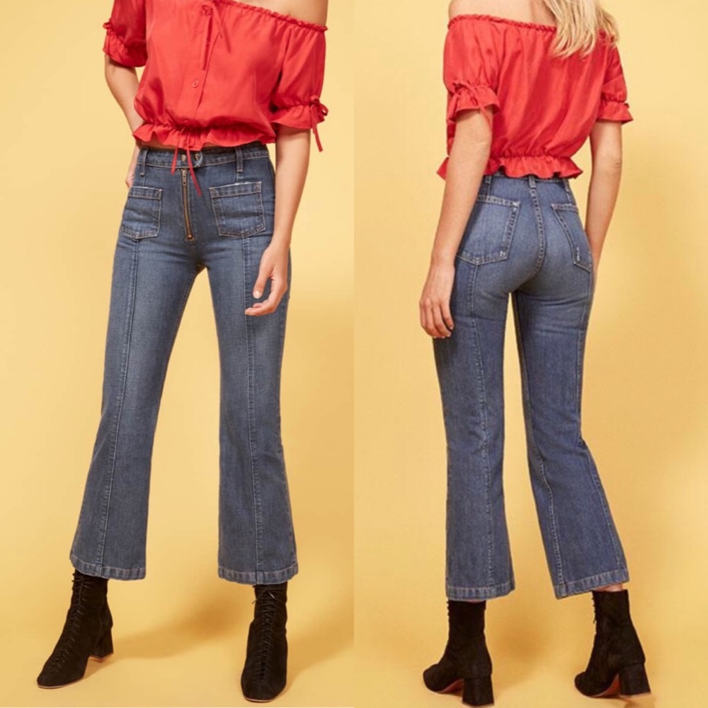 Reformation Elle Jeans High Rise Crop Glacier NEW